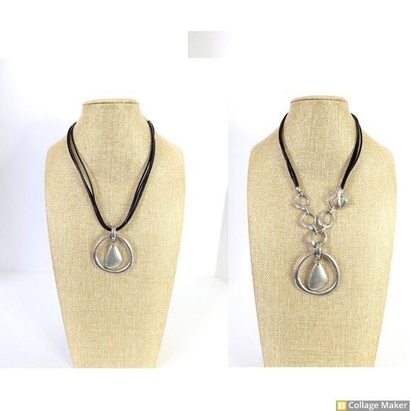 Premiere Designs Easy Living Convertible Silver Necklace Pendant Leather 12" - Picture 1 of 10